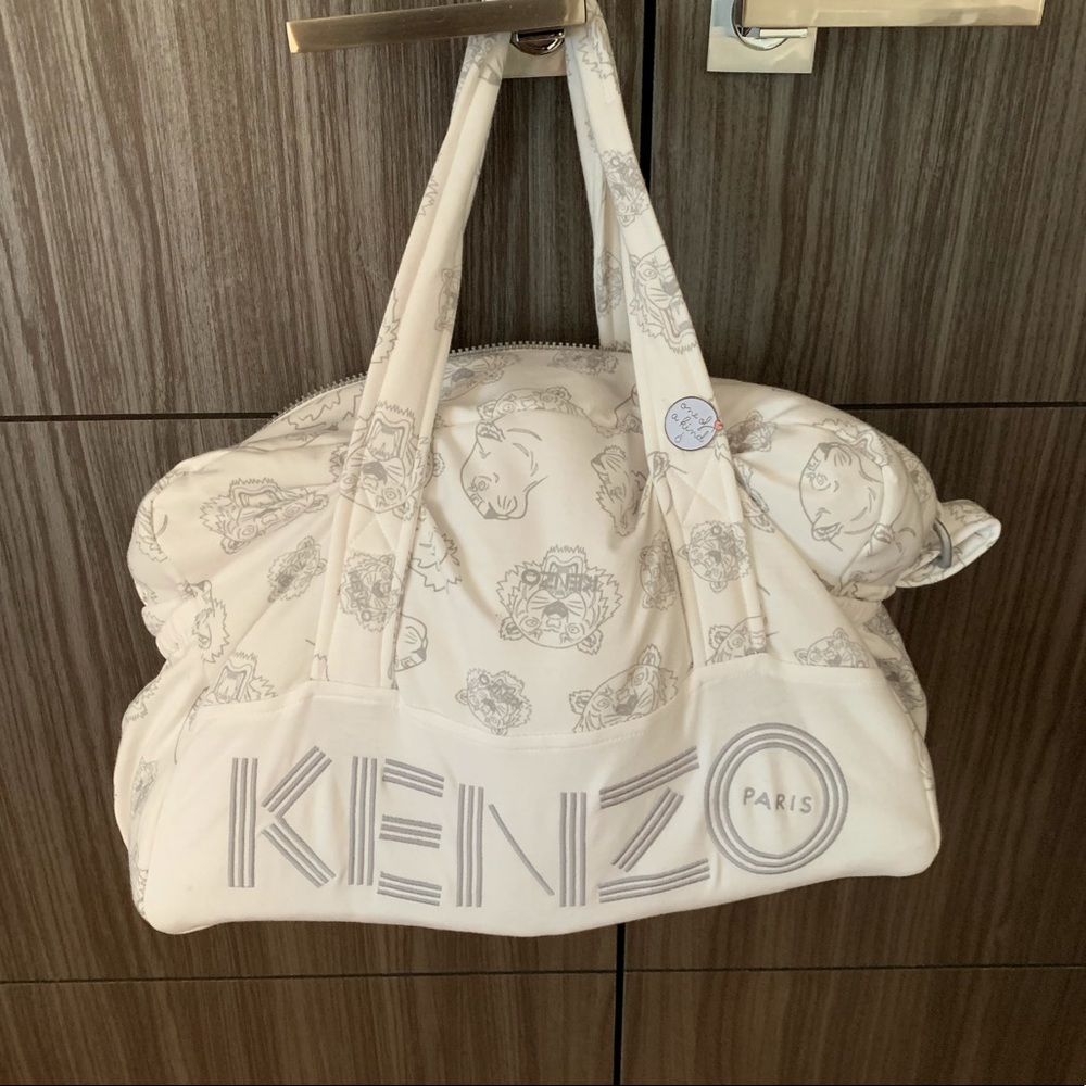 Kenzo Paris white fabric diaper bag